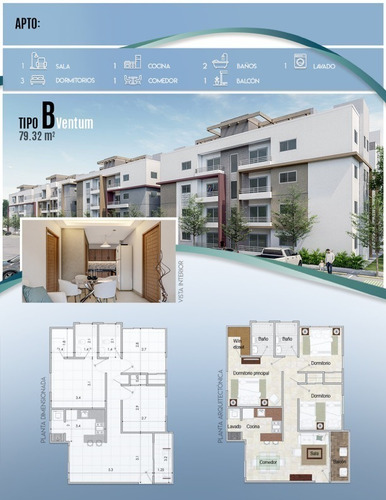 Aptos De 3 Hab. 1 Y 2 Parqueos, C. Servicio Prox. Al Mall Co