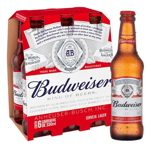 Cerveja Budweiser Long Neck 330ml - 12 Unidades