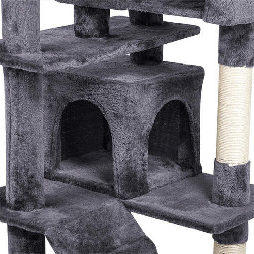 Gimnasio Rascador Torre Para Gato Refugio Cama Cueva 6 Color Gris