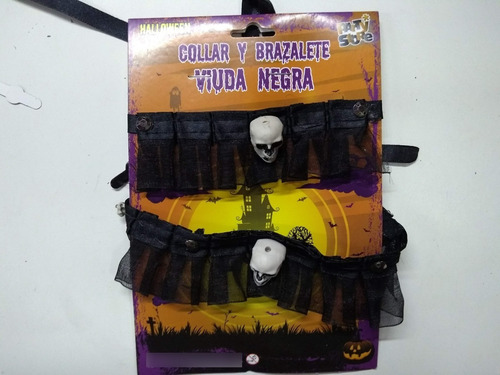 Imagen 2 de 3 de Choker Collar Brazalete Viuda Cotillon Disfraz Halloween
