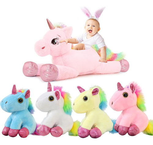 Unicornio Pony De Peluche Arcoiris Tipo Pegaso Almohada 5pcs