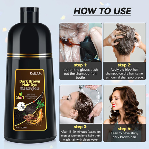 Shampoo De Tintura De Cabelo Yourtone Dark Brown 500ml Com D