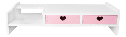 Elevador De Soporte Para Monitor, Organizador Rosa 2 Cajones