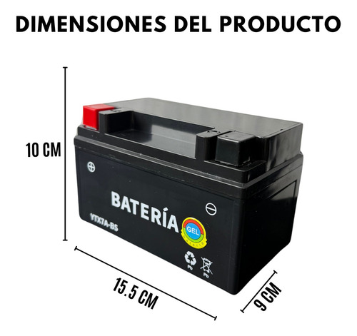 Batería De Gel Ytx7a-bs Moto D125 Ws150 Dm150 Cs125 Rt200 Derecho