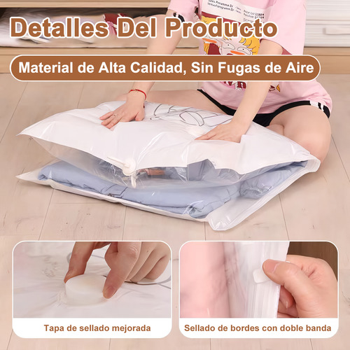 Bolsa Al Vacio Colgar Ropa Reutilizable Bomba Eléctrica 6pzs