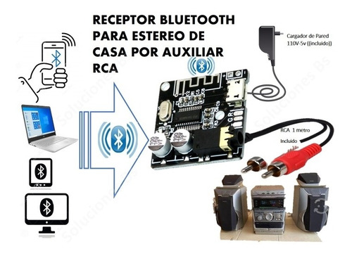Modulo Bluetooth Paraestereo De Casa Por Auxiliar Tipo Rca
