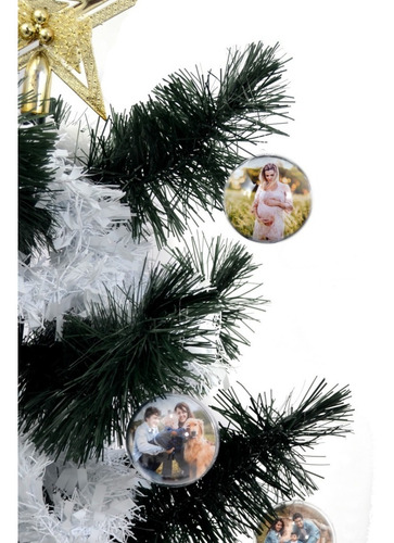 10 Bolinhas De Natal Personalizadas 6,5cm Foto Frente/verso