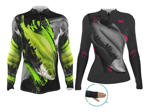 Kit Casal Igual Camiseta Pesca Proteção Solar Dryfit Combo