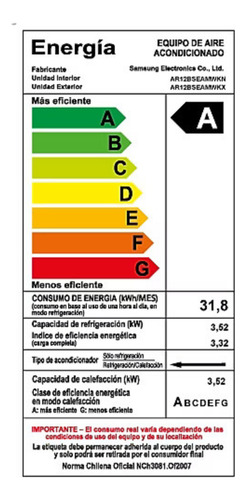 Aire Acondicionado Samsung Split Inverter 12,000btu