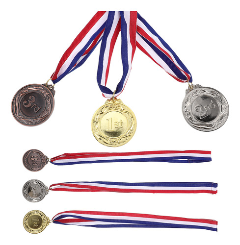 Medallas Deportivas De Plata Y Bronce Para Niños, 6 Unidades