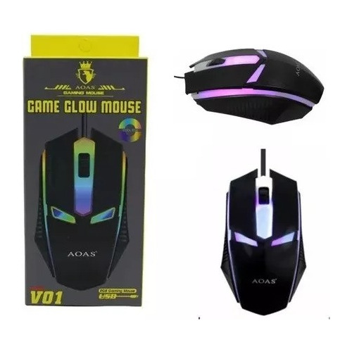 Mouse Gamer Aoas V01 Óptico Usb Cambia De Color Luces Led