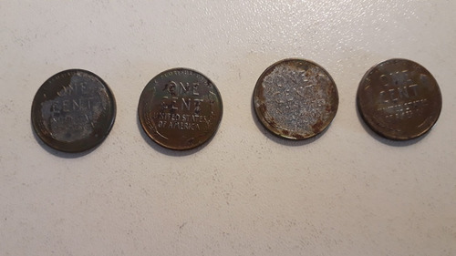 Lote De 4 Moedas 1 Cent De Dólar De Aço 1943 P/ Colecionador (Usado)