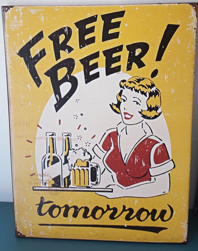 Vinilo Decorativo 50x75cm Free Beeer Tomorrow Vintage Retro