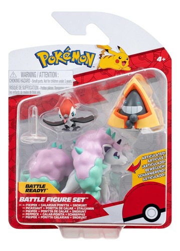 Jazwares Pokemon Battle Set Pikipek Galarian Ponyta Snorunt