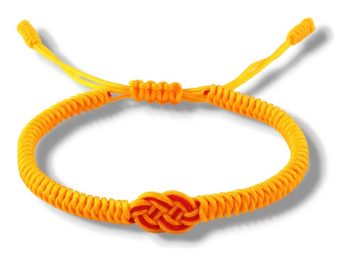 Pulsera Tibetana Amuleto Budista Nudo Chino De La Suerte Color Amarillo Diámetro 1 cm Largo 1 cm