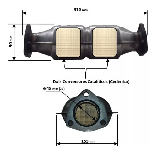 Imagem 2 de 3 de Catalisador Universal 1.8/2.0/2.5 Adaptável Em Vários Carros