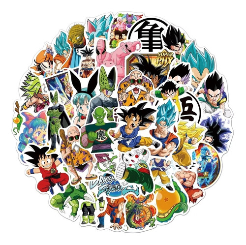 Maravilloso Set De 50 Stickers De Dragón Ball 