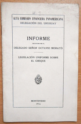 Informe Legislación Uniforme Sobre El Cheque 1916