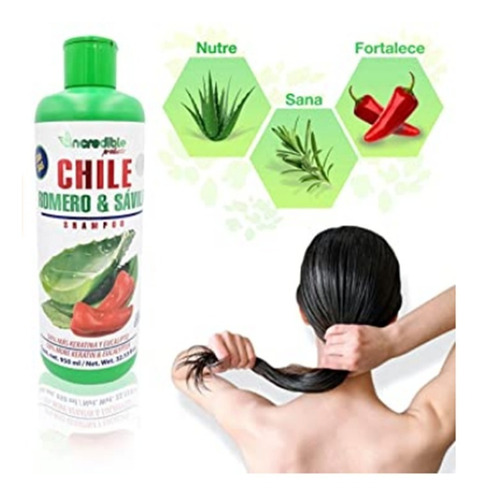 Imagen 1 de 3 de Shampoo De Chile Romero Y Sábila Crecimiento Cabello Unisex