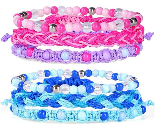 6 Piezas Pulseras De Cuerda Tejidas Bohemias Pulseras De Cue