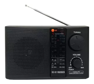 Radio Portatil Sonivox Vs-r116 Usb Sd 4 Bandas Am Fm Sw1 Sw2