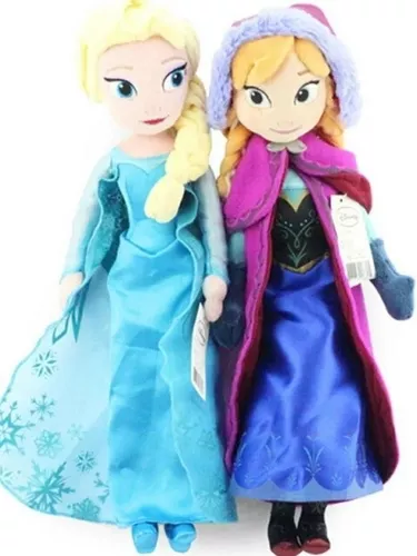 Boneca Anna E Elsa Frozen Pelúcia 50 Cm