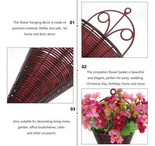 Cesta Colgante De Pared Con Flores Artificiales Para Colgar