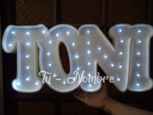 Imagen 7 de 10 de Nombre Iluminado 5 Letras 50 Cm Polyfan Envio Gratis