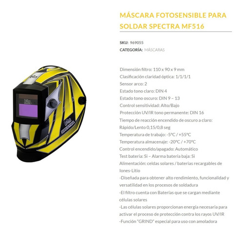 Imagen 2 de 3 de Mascara Fotosensible Para Soldar Careta Bta Spectra Mf516