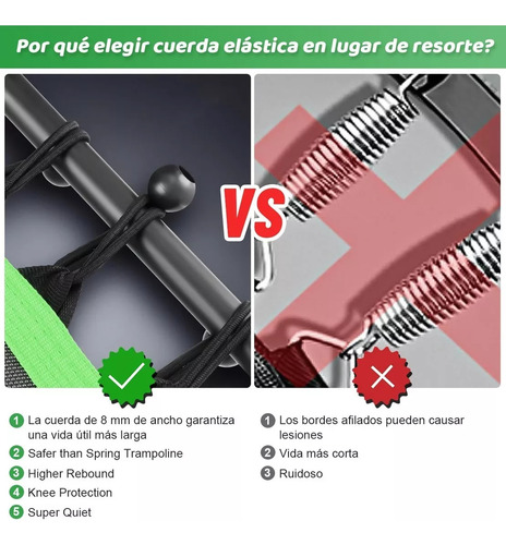 Trampolín Brincolín Ejercicio Aerobico Con Mango Ajustable Lozayi® Negro/Verde