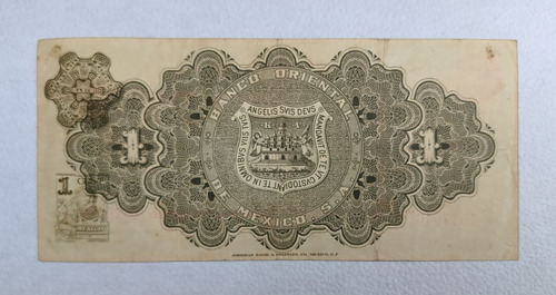 Billete 1 Peso Banco Oriental De Mexico Buen Estado (Usado)