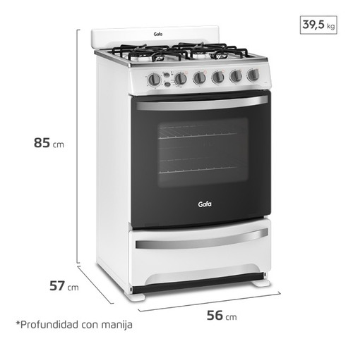 Imagen 3 de 6 de Cocina A Gas Gafa Cgb56 Blanca