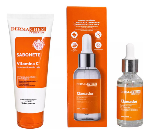 Kit Skincare Sabonete + Sérum Clareador Vitamina C Dermachem