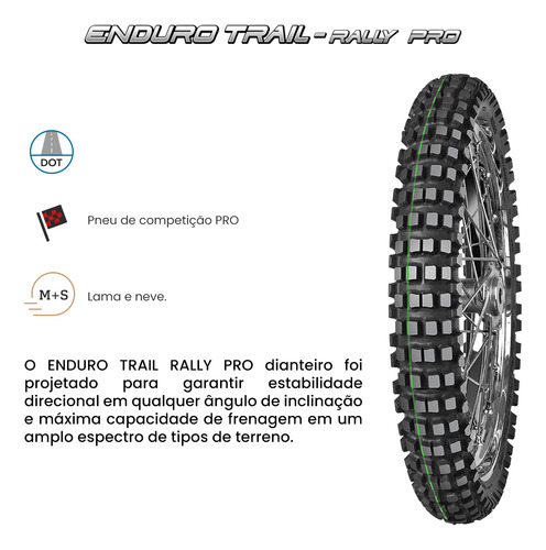Pneu Dianteiro 90/90-21 54r Mitas Enduro Trail Rally Pro