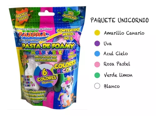 Pasta Foamy MOLDEABLE Paquete con 6 Colores Distintos (Neon)