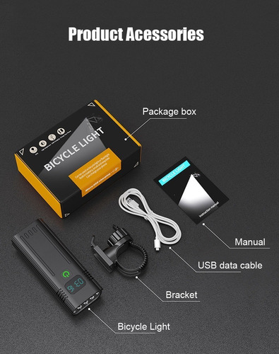 Eluz De Bicicleta 12led10000mah 5000 Lúmenes Bicicletas