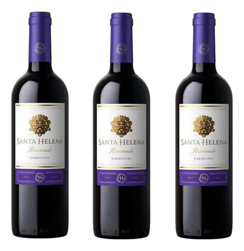 Kit 3 Vinhos Santa Helena Reservado Carmenere 750ml