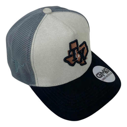 Gorra Vaquera Texas Toro Trucker Gris/gris/negro Gamuza Unitalla Ajustable