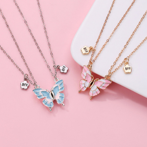 Para J 2 Pçs/set Ímã Borboleta Colar Bff Bons Amigos Colar /