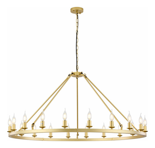 Hubrin Candelabro Dorado Con Rueda De Carro, 20 Luces De 47