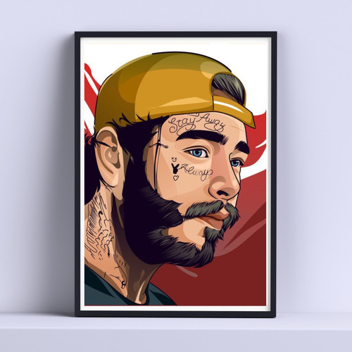 Cuadro Post Malone Rapero Decorativo 30x40cm Con Vidrio