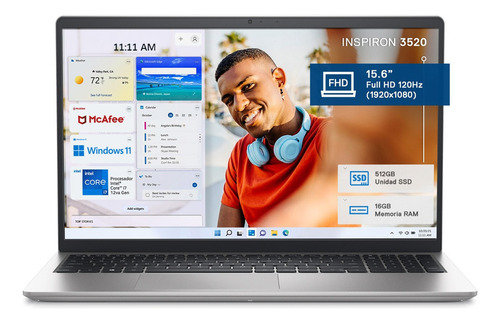 Laptop Dell Inspiron 15.6 3520 Ci7 16gb Ram 512gb Ssd Plateado