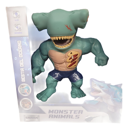 Dinosaurio Con Luz/sonido Shark 20x18 Cm Sebigus 56147 Srj Personaje Bestia Del Oceano