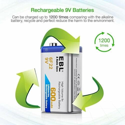 Cargador Inteligente 4 Puertos De 9v + 8 Pilas Recargables