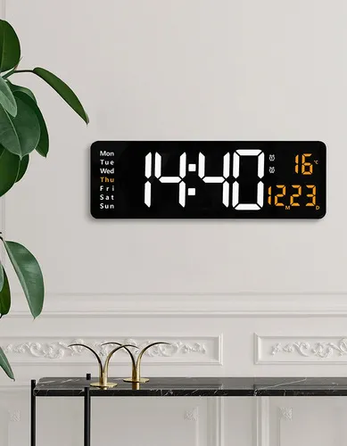 Reloj De Pared Digital Led Con Control Remoto Montado 16 Pul