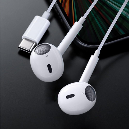 Fone De Ouvido Tipo C Microfone Samsung Xiaomi iPhone 15 Cor Branco