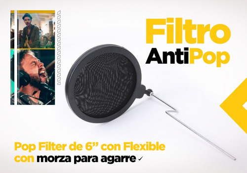 Soporte Microfono Mesa Radio Kit Tripode + Araña + Anti Pop