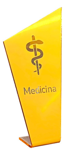 Símbolo Medicina Espelhado Dourado Prata