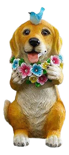 Estatua De Jardín, Escultura De Cachorro De Perro Con Luz