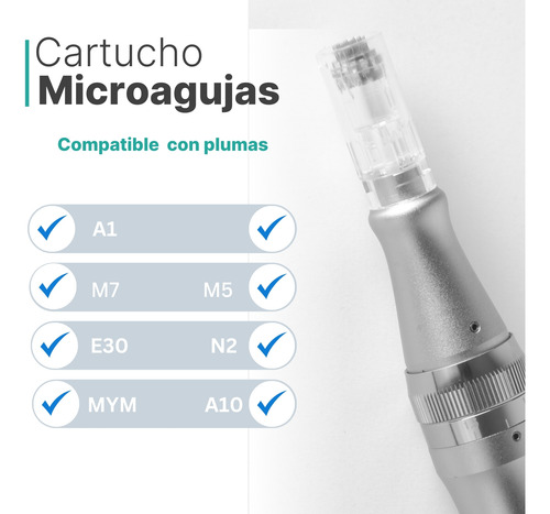 10 Cartucho Pluma Pen Microagujas Derma A1 M5 Mym N2 E30 M7